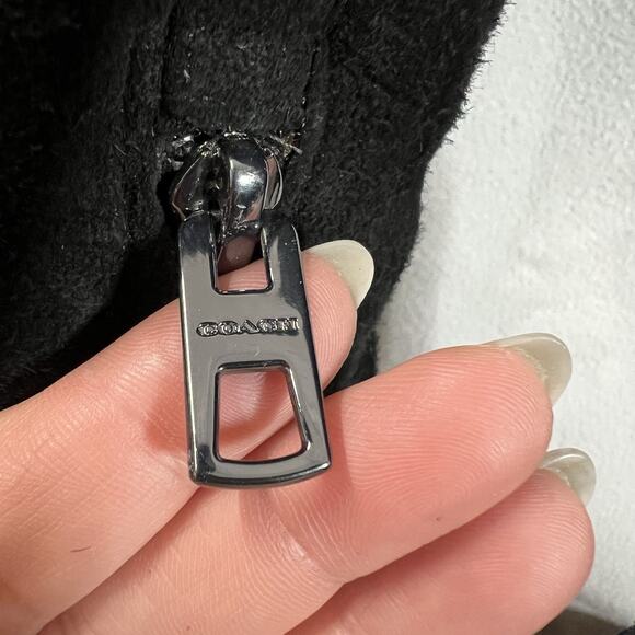 Coach Keely Knee Boots Suede Leather Shearling Lined Wedge Heel Womens 6.5 Black - Picture 10 of 16